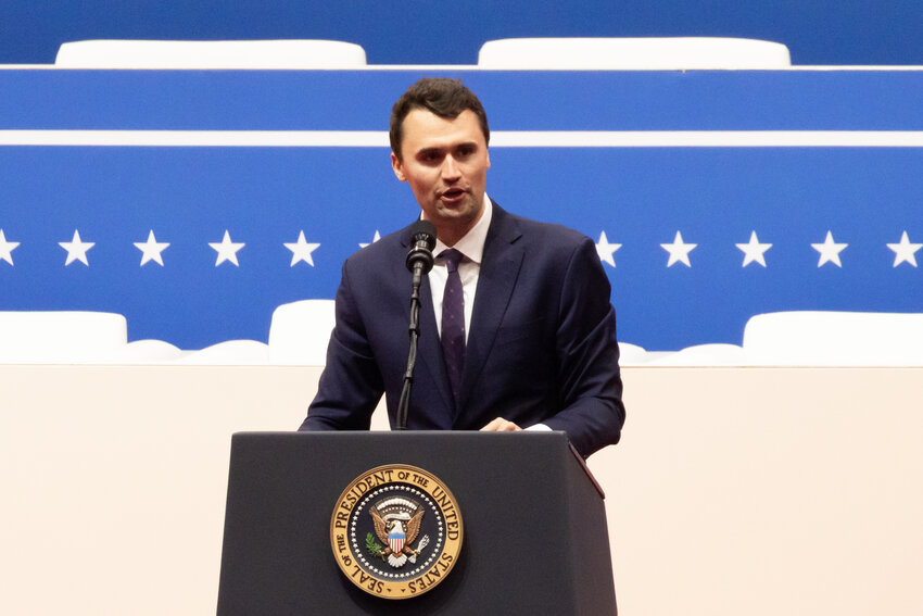 Charlie Kirk speaks at the Capital One Arena following the inauguration of President Donald Trump in January.