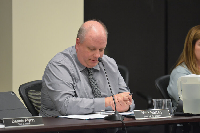 Battle Ground Public Works Director Mark Herceg speaks to councilmembers on Sept. 15 about a development agreement with Maddox. The agreement, unanimously approved last week, allows the company to fund the necessary infrastructure for building a chapel and conference center, with construction possible as early as spring 2026.