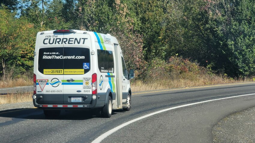 A C-TRAN Current vehicle drives through Battle Ground. The transit agency&rsquo;s on-demand service launched in the city Sunday, Sept. 14, giving residents door-to-door transportation within city limits and new connections to the rest of the C-TRAN system.