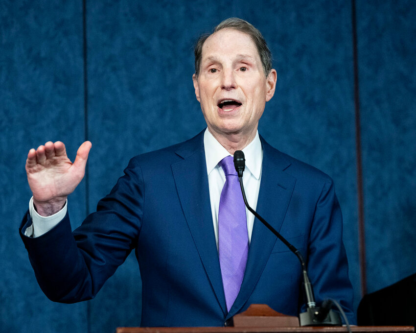 U.S. Senator Ron Wyden (D-OR) speaking about proposed legislation that would reverse cuts passed in the recent legislation and permanently extend the ACA premium tax credits at the U.S. Capitol in Washington, D.C. (Credit Image Michael Brochstein/ZUMA Press Wire/TNS)