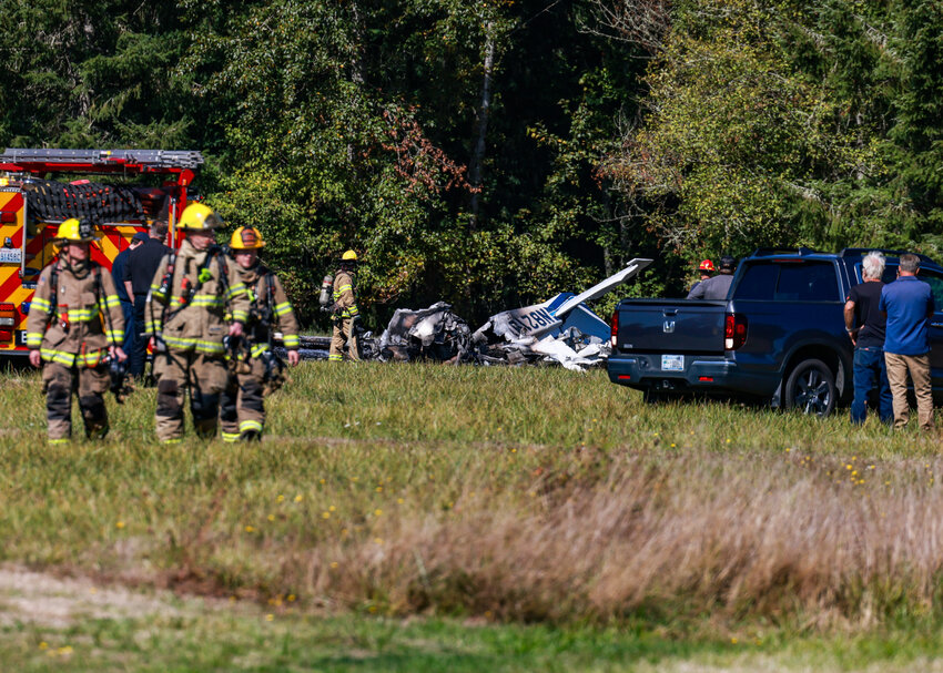 A small plane crashed and was fully engulfed in flames shortly after 1 p.m., Friday, Sept. 26, at Goheen Airport, a public use airfield with a grass runway north of Battle Ground.
