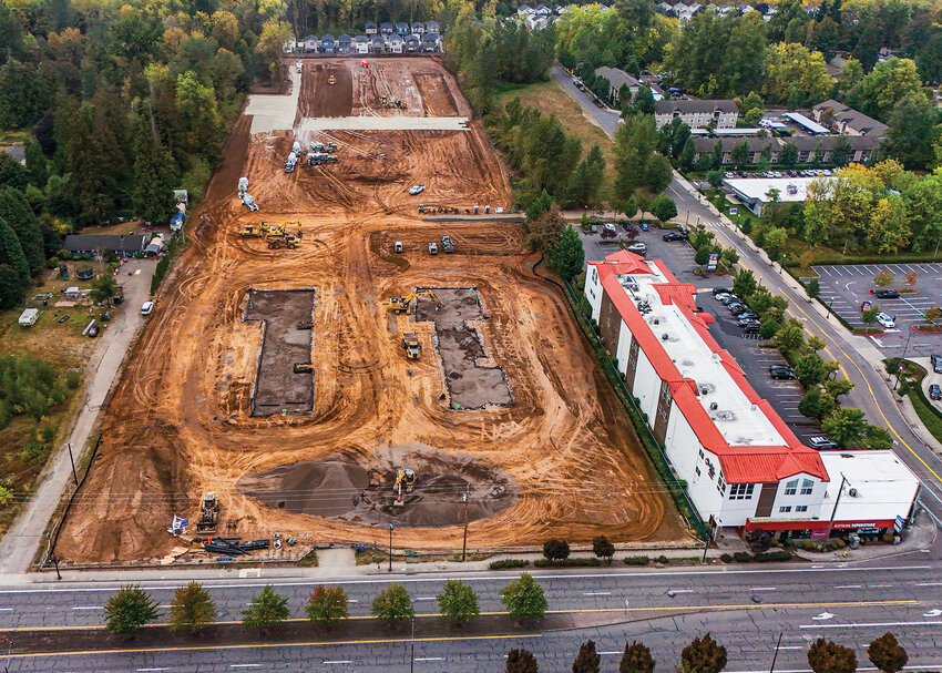 Construction was underway on Friday, Sept. 26, at 1305 W. Main Street in Battle Ground, where the West Main Commons mixed-use project will feature a medical building, three retail buildings and apartment space, including 225 units.