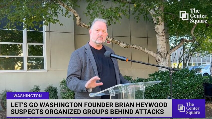 Press conference in Tacoma with Let's Go Washington founder Brian Heywood responding to dozens of attacks on signature gatherers for two initiatives.