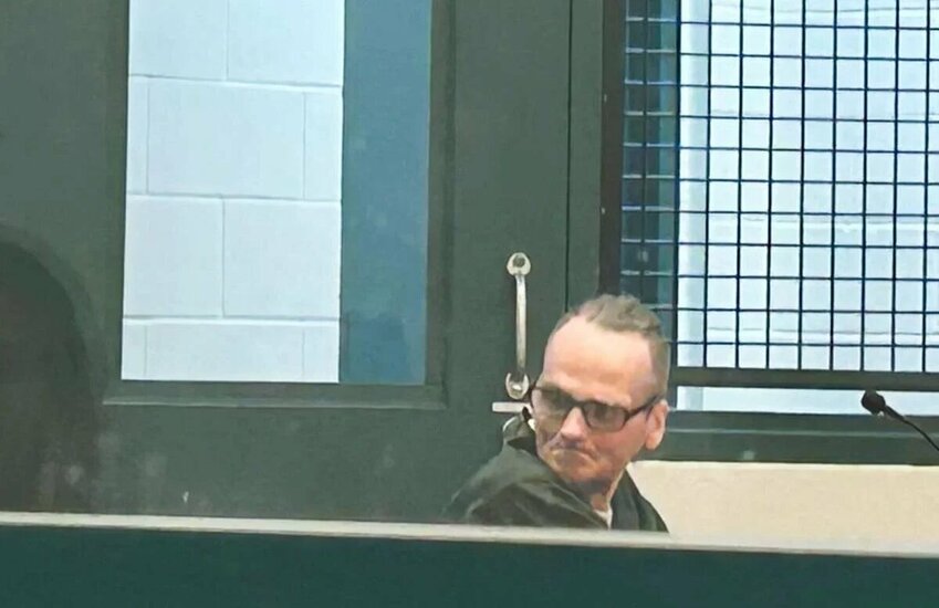 Joseph Klimas, 46, of Vancouver, looks back at the audience after deciding to decline a plea deal from Cowlitz County prosecutors on Tuesday, Oct. 7, in Kelso. Klimas could go to trial in 2026.