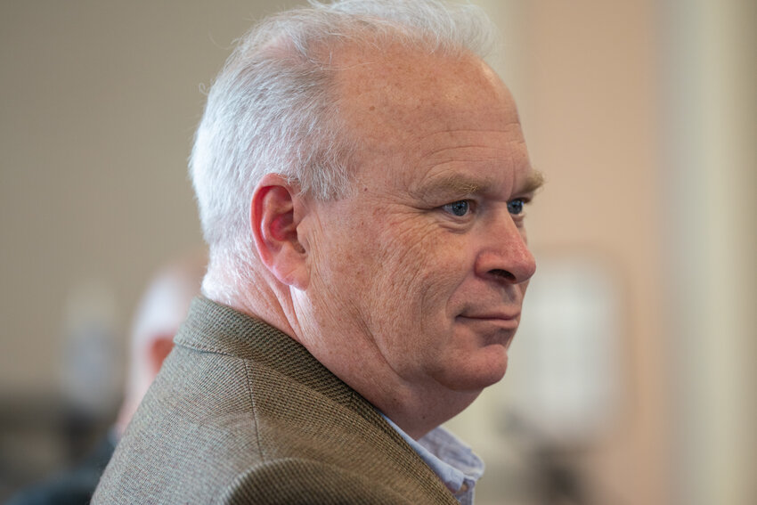 State Rep. Jim Walsh, R-Aberdeen, listens to a speaker during the 2025 Legislative Roundtable at the Lewis County Courthouse on Tuesday, Oct. 21.