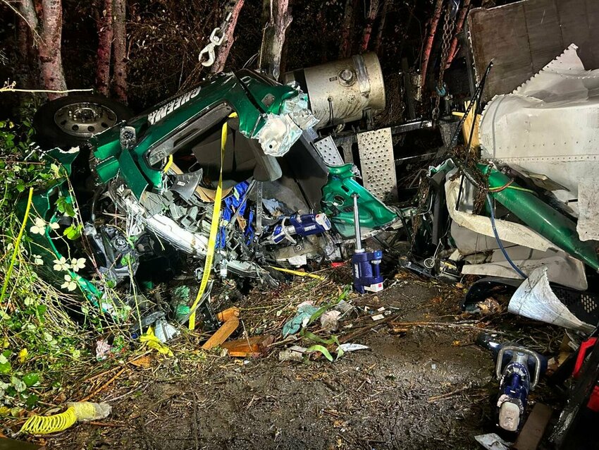 Wreckage from the fatal head-on crash that took place Thursday, Nov. 21, 2024, on Interstate 5 near Lexington.