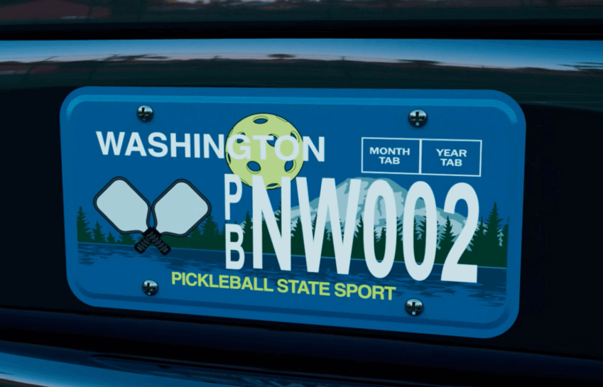 Washington began selling a specialty plate honoring Pickleball on Nov. 19, 2025. This is a sample of a personalized plate.