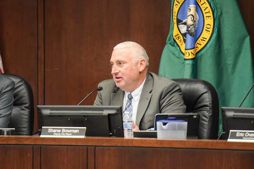 Battle Ground City Councilor Shane Bowman moves to approve the contract for the Eaton Park apartment project during the Nov. 17 Battle Ground City Council meeting. His motion advanced the long-delayed development that now qualifies for a 12-year tax exemption tied to affordable housing.