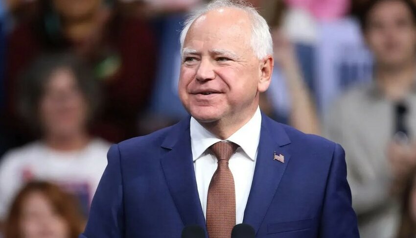 Minnesota Gov. Tim Walz speaks at a campaign rally for Vice President Kamala Harris at Desert Diamond Arena in Glendale, Ariz., Aug. 9, 2024.