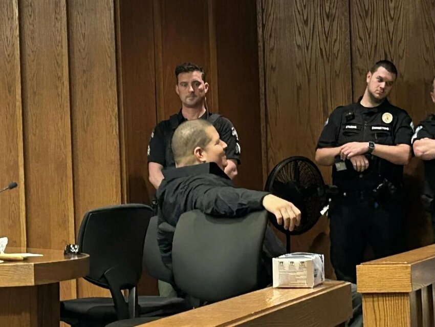 Ruperto Aguayo, 45, of Kelso, looked towards his supporters after being sentenced to 102 months, or eight years and six months, for the 2023 death of Grant Hadler on Wednesday, Dec. 10, in Kelso.