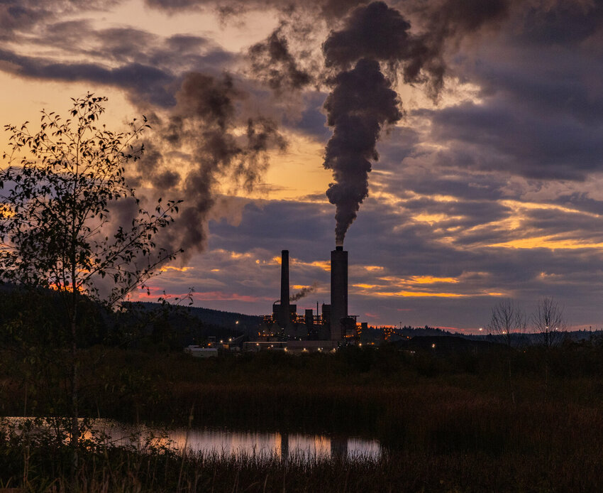 The TransAlta Centralia plant is pictured at sunset in this 2023 Chronicle file photo.