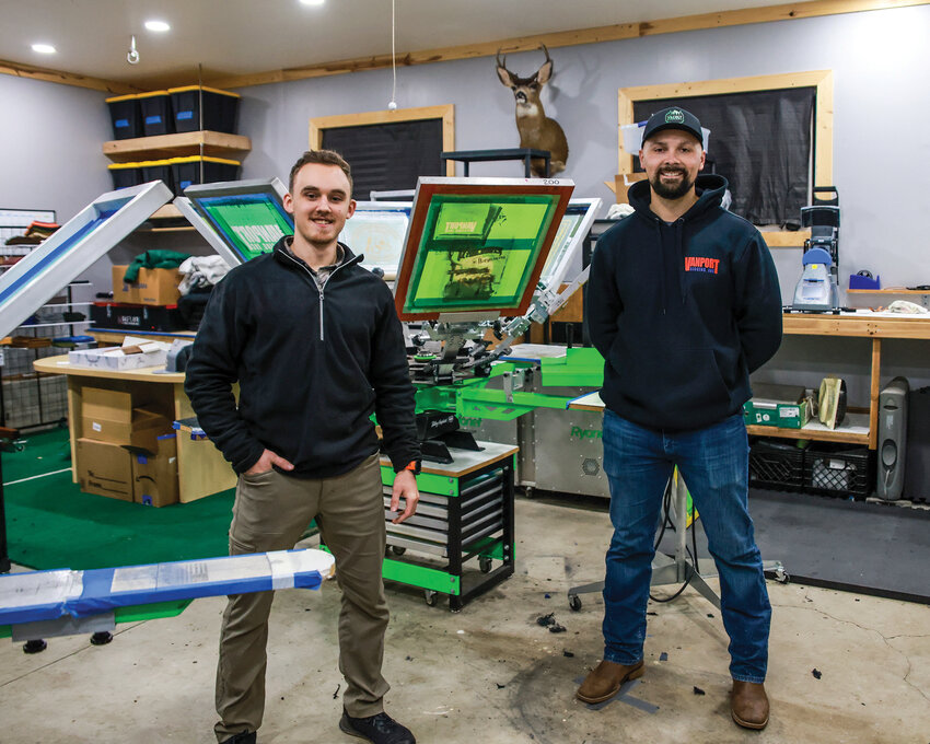 Jeremy Berkompas, left, and Mario Vidovic, own and operate Yacolt Screen Print Co., specializing in custom apparel, personalized gift items and more.