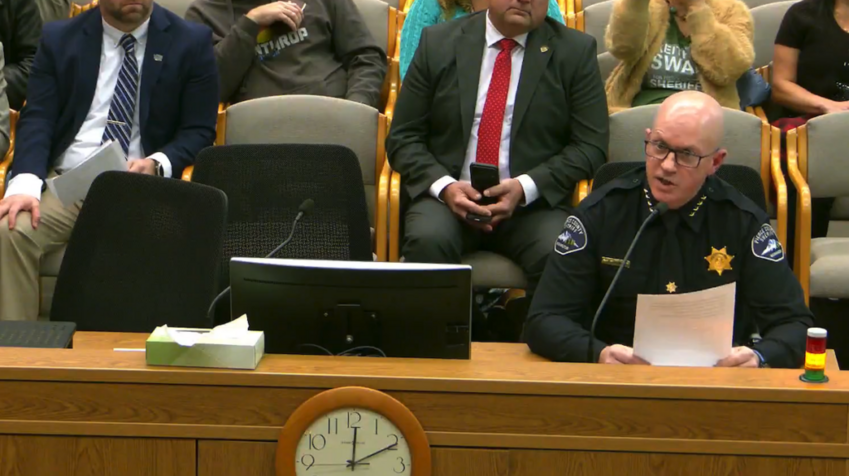 Pierce County Sheriff Keith Swank testifies before the Washington state Senate Law and Justice Committee in Olympia on Thursday, Jan. 15, 2026. (Screenshot courtesy of TVW)