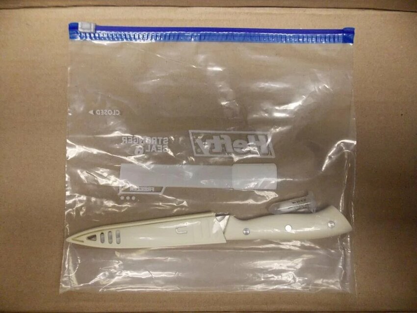 The knife used by Johnson Mailos, 18, of Longview during a stabbing of a R.A Long student at Lake Sacajawea Park on Feb. 21, 2024.