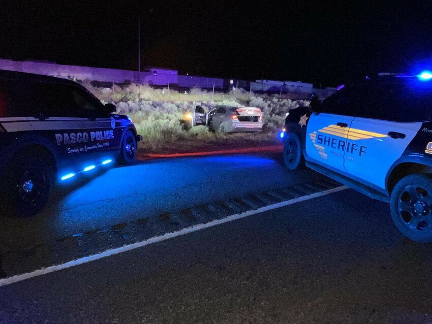 A crash scene on Highway 395 near Connell, in 2024. (Franklin County Sheriff&rsquo;s Office)