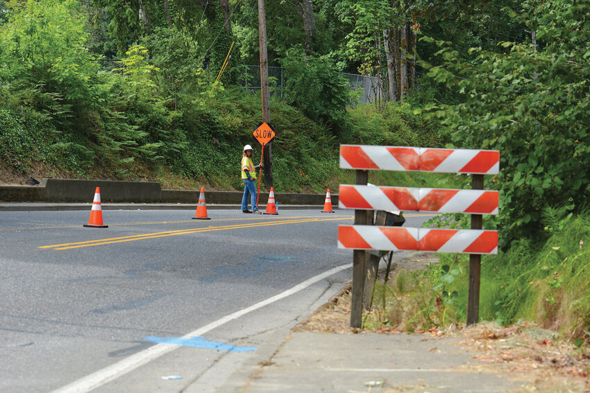 The north sidewalk on Fourth Street abruptly ends east of Highland Avenue in La Center. This stretch will be reconstructed as part of the Fourth Street widening project, which adds sidewalks, bike lanes and a new Breeze Creek bridge. The project is expected to be completed in 2027.