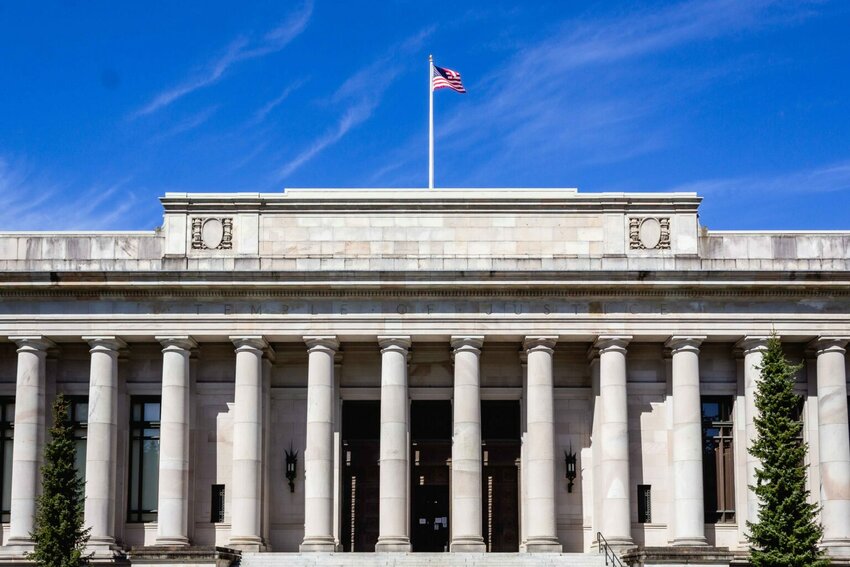 The Washington state Supreme Court building in Olympia on April 21, 2025. (Photo by Jacquelyn Jimenez Romero/Washington State Standard)