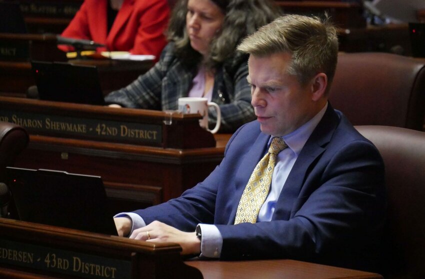 Senate Majority Leader Jamie Pedersen, D-Seattle, during Senate floor debate on Jan. 28, 2026. (Photo by Bill Lucia/Washington State Standard)