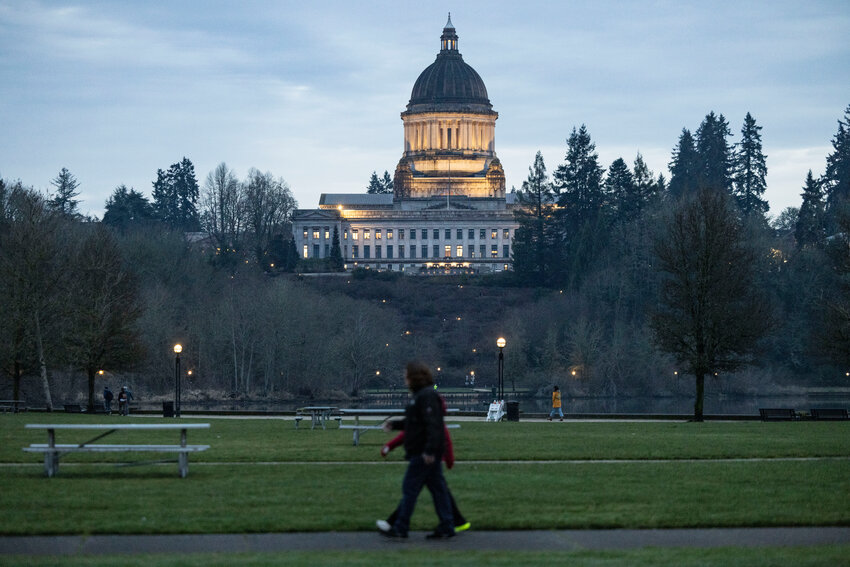 The Washington state Capitol is pictured from Heritage Park in Olympia on Tuesday, Feb. 3.