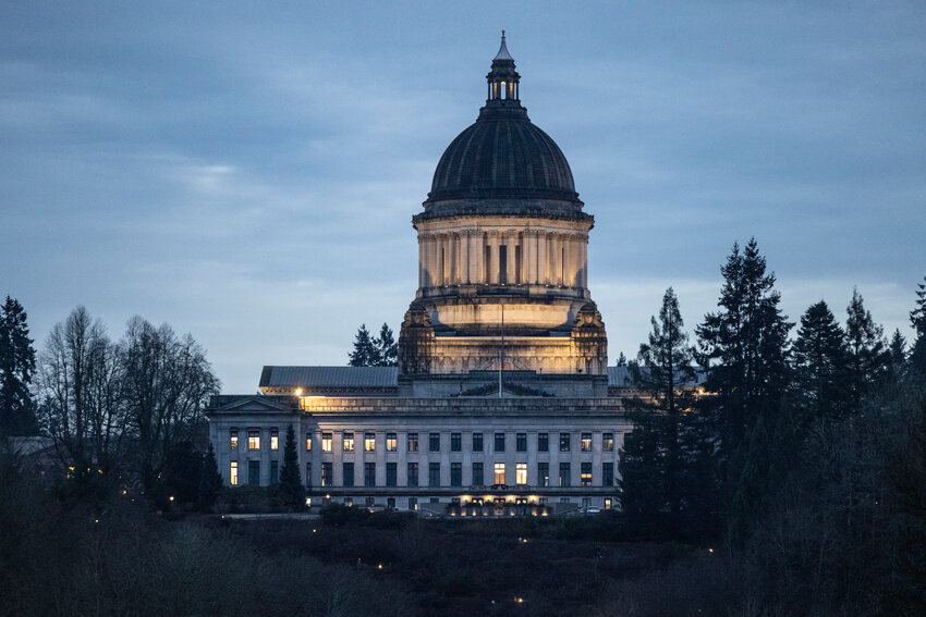 The Washington state Capitol is pictured from Heritage Park in Olympia on Tuesday, Feb. 3.
