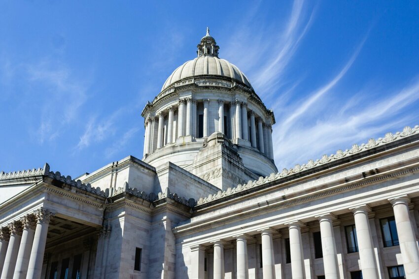 The Washington state Capitol on April 18, 2025. (Photo by Jacquelyn Jimenez Romero/Washington State Standard)
