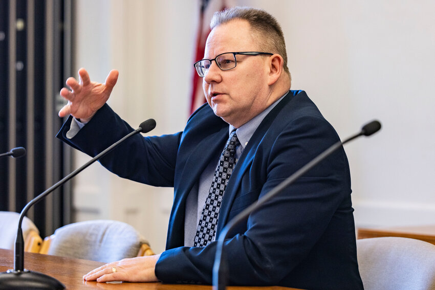 Superintendent of Public Instruction Chris Reykdal speaks during a Legislative Media Day at the Washington state Capitol on Thursday, Feb. 19, in Olympia.