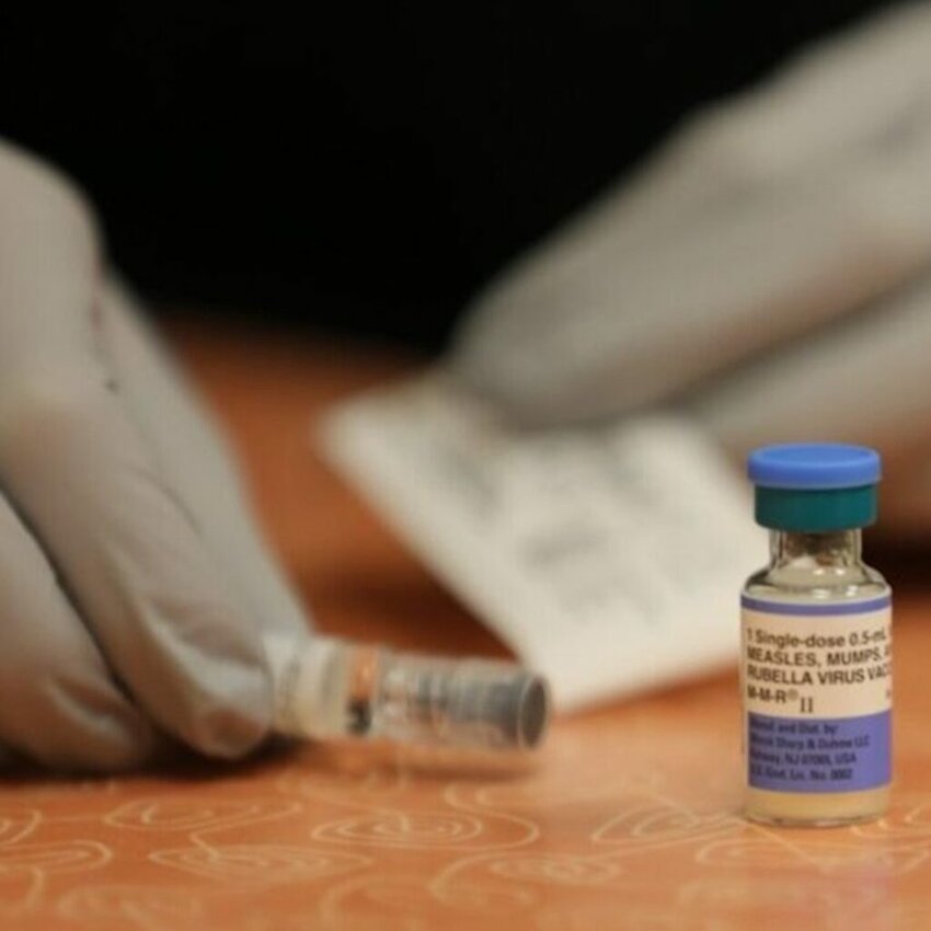 Photo of a single dose of the MMR vaccine. (Photo by Joshua Haiar/South Dakota Searchlight)