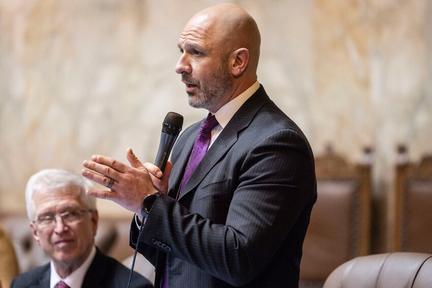 Rep. Peter Abbarno, R-Chehalis, speaks during a House floor debate on SB 6346 on Tuesday, March 10, in Olympia.