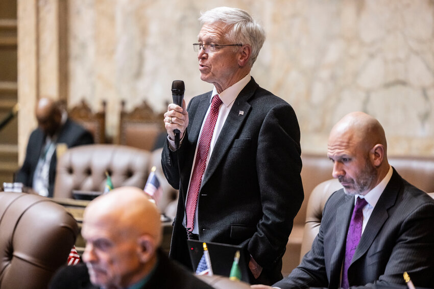 Rep. John Ley, R-Vancouver, speaks during a House floor debate on SB 6346 on Tuesday, March 10, in Olympia.