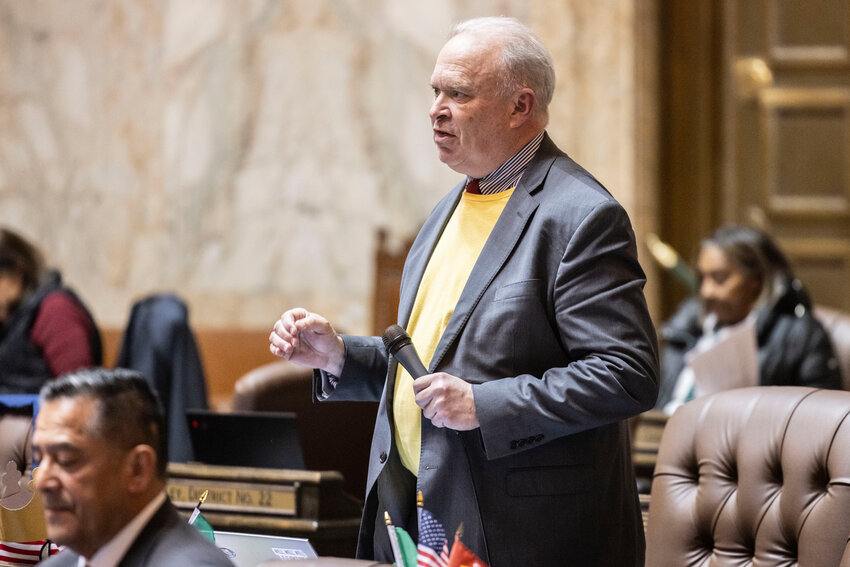Rep. Jim Walsh, R-Aberdeen, speaks during a House floor debate on SB 6346 on Tuesday, March 10, in Olympia.