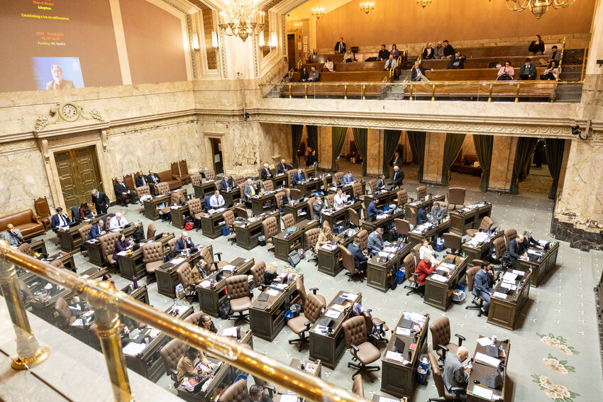 The House is pictured from the gallery during a House floor debate on SB 6346 on Tuesday, March 10, in Olympia.