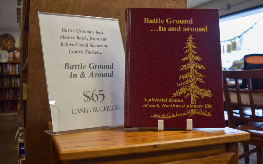 A copy of &ldquo;Battle Ground &hellip; In and Around&rdquo; sits on display inside Literary Leftovers in Battle Ground. The book, first published in 1976, is currently sold out but is expected to return in a new paperback printing later this year for its 50th anniversary.