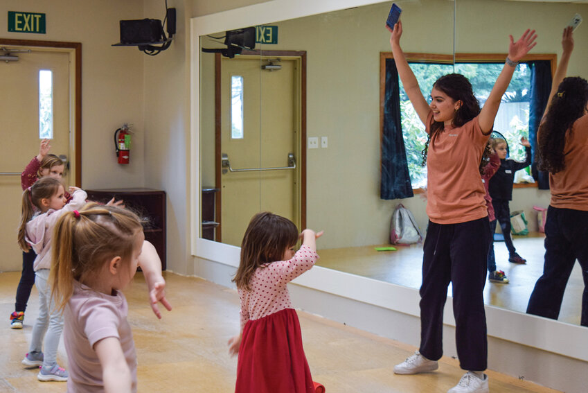 Youth rehearse a dance routine during a spring class in a recently renovated room at Manor Evangelical Church in early 2026. The upgraded space includes a new dance floor and mirrors as part of ongoing improvements tied to Journey Theater&rsquo;s larger renovation effort.