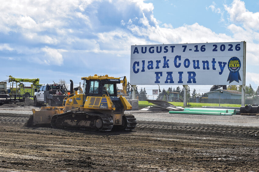 Crews performed maintenance work on Parking Lot A at the Clark County Fairgrounds last week, ahead of the Clark County Fair in August. The area is among several sites identified for upgrades as part of a long-term improvement plan discussed by county leaders in 2026.