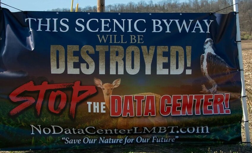 A sign protesting a proposed data center development in Northampton County, Pennsylvania.