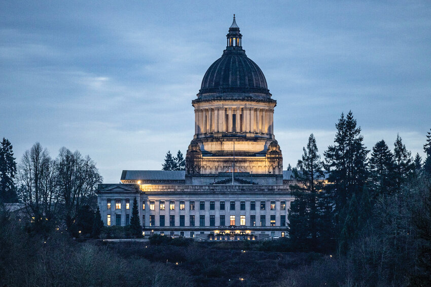 The Washington state Capitol is pictured from Heritage Park in Olympia on Tuesday, Feb. 3.