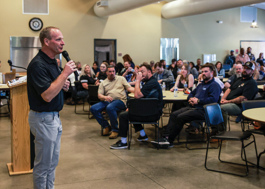 Reflector Publisher Chad Taylor speaks to the crowd in attendance for the second annual &ldquo;Best of the Best&rdquo; awards ceremony on Thursday, May 7, at the Battle Ground Event Center.