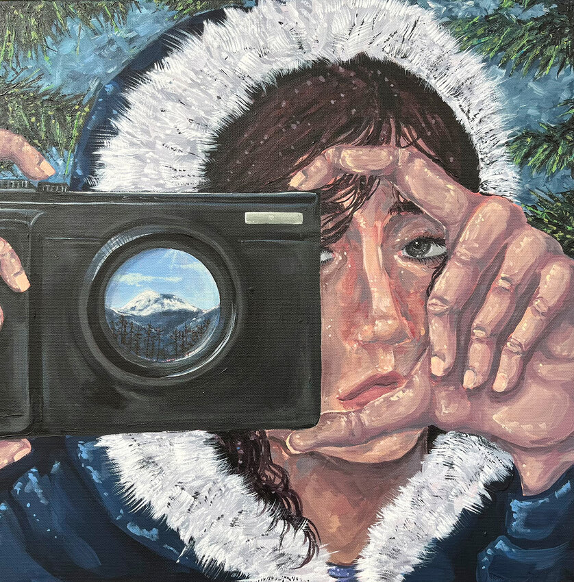 La Center High School freshman Eunice Sparks created &ldquo;Helens in the Lens,&rdquo; an acrylic painting showing a person photographing Mount St. Helens, with the mountain reflected in the camera lens. The piece earned first place in the 2026 Congressional Art Competition for Washington&rsquo;s 3rd Congressional District.