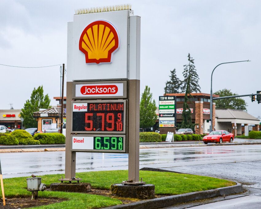 A Shell gas station in Battle Ground cost $5.79 per gallon of regular unleaded fuel on Thursday, May 14.