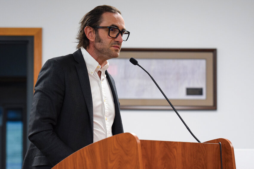 Aaron Brown answers questions from Woodland City Council members during a candidate appointment interview on Monday, May 18. Brown was unanimously appointed to fill the vacant Position 6 seat on the council.
