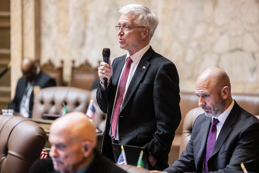 Rep. John Ley, R-Vancouver, speaks during a House floor debate on SB 6346 on Tuesday, March 10, in Olympia.
