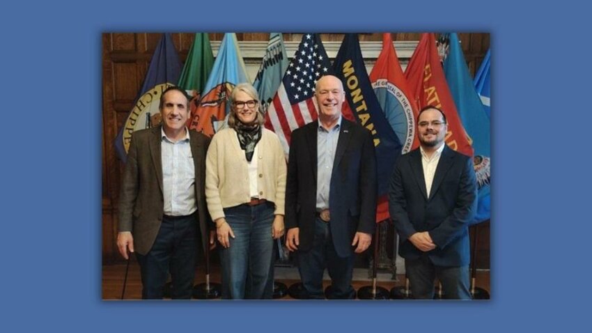 From left, John Janicki, Katy Janicki, Montana Gov. Greg Gianforte, and Nick Lavacca.