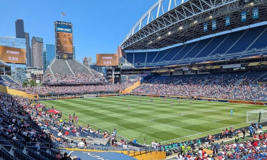 Fans attend a group stage match between Club Atl&eacute;tico River Plate and Urawa Red Diamonds during the 2025 FIFA Club World Cup at Lumen Field in Seattle, Washington.
