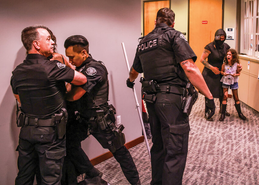 An arrest was made outside Battle Ground City Council chambers before the proclamation "Recognizing the Federal Executive Designation of ANTIFA as a Domestic Terror Organization &amp; Affirming the Importance of Public Safety, the Rule of Law, and Peaceful Civic Engagement" was read by Mayor Eric Overholser on Monday, June 1. The arrested individual was cited for disorderly conduct after shouting profanities in the council chambers, which continued outside the chamber doors before the person was detained.