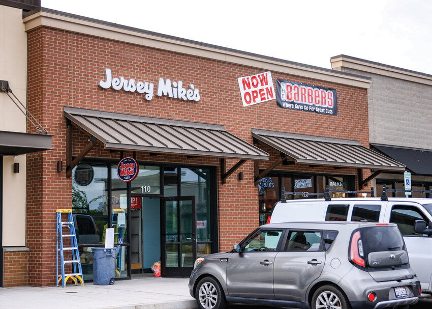 Signage is up and interior work was ongoing on Friday, June 5, at a Jersey Mike&rsquo;s Subs shop opening soon in Ridgefield at the Union Ridge Town Center.