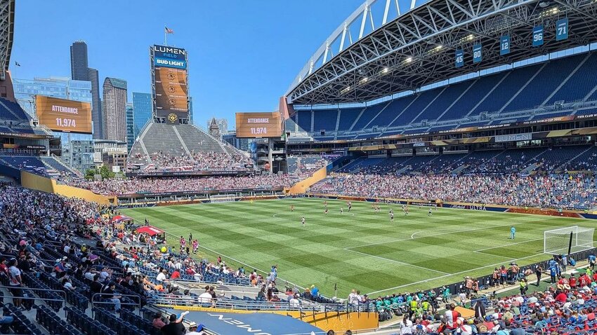 Fans attend a group stage match between Club Atl&eacute;tico River Plate and Urawa Red Diamonds during the 2025 FIFA Club World Cup at Lumen Field in Seattle, Washington.