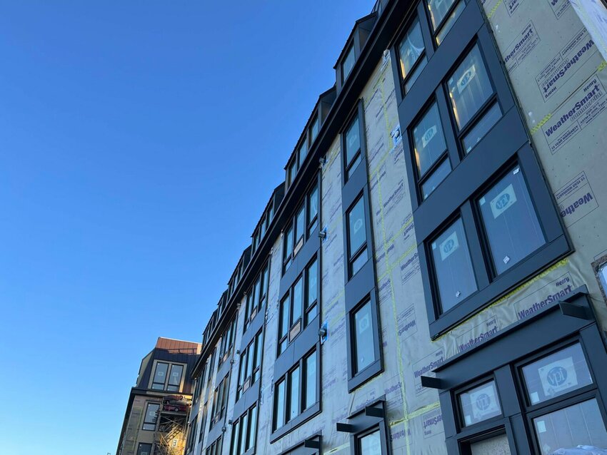 Apartment construction in Olympia in January 2025. (Photo by Bill Lucia/Washington State Standard)
