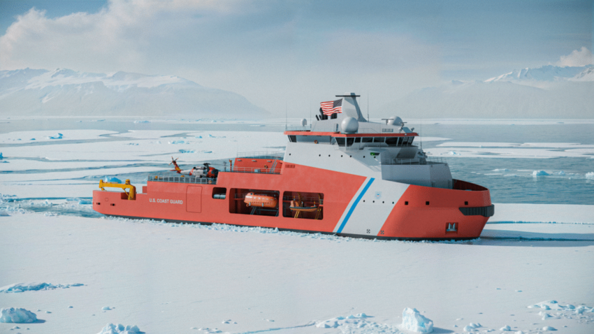 A computer-generated image of an Arctic Security Cutter is seen in this image provided by the U.S. Coast Guard in February 2026.