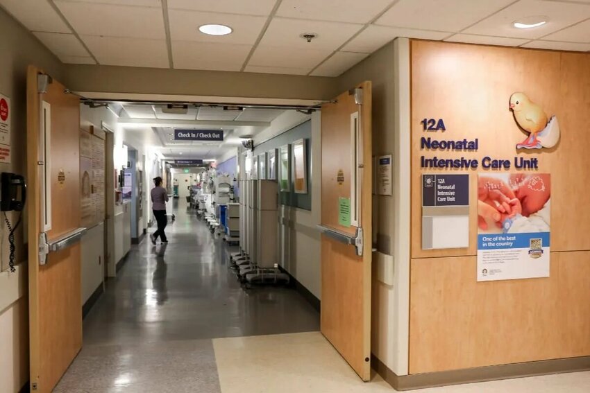 The entrance to the Neonatal Intensive Care Unit (NICU) at Oregon Health &amp; Science University in Portland, Ore. The unit provides specialized care for newborns requiring advanced medical support.