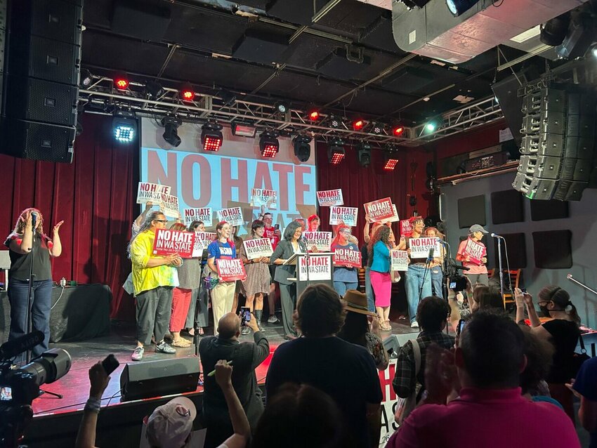 U.S. Rep. Pramila Jayapal speaks at the campaign kickoff event against two conservative-backed ballot initiatives on Wednesday, June 17, 2026, in Seattle, Washington. (Photo by Jake Goldstein-Street/Washington State Standard)